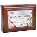 Granddaughter My Heart Smile Woodgrain Rope Trim Music Box Plays Amazing Grace