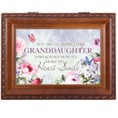 Granddaughter Make My Heart Smile Woodgrain Rope Trim Jewelry Music Box Plays You Are My Sunshine