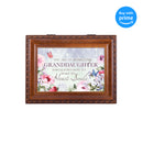 Top down view of Granddaughter Make My Heart Smile Woodgrain Rope Trim Jewelry and Music Box