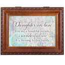 Daughter in Law Beautiful Person Woodgrain Rope Trim Jewelry Music Box Plays Wonderful World