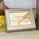 First Communion Living Bread Champagne Silver Traditional Music Box Plays Jesus Loves Me
