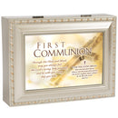 First Communion Living Bread Champagne Silver Traditional Music Box Plays Jesus Loves Me