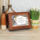 First Communion  Distressed Brown 8 x 6 Music Box Plays Tune How Great Thou Art