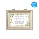 Top down view of Dearest Daughter Champagne Silver Rope Trim Music Box