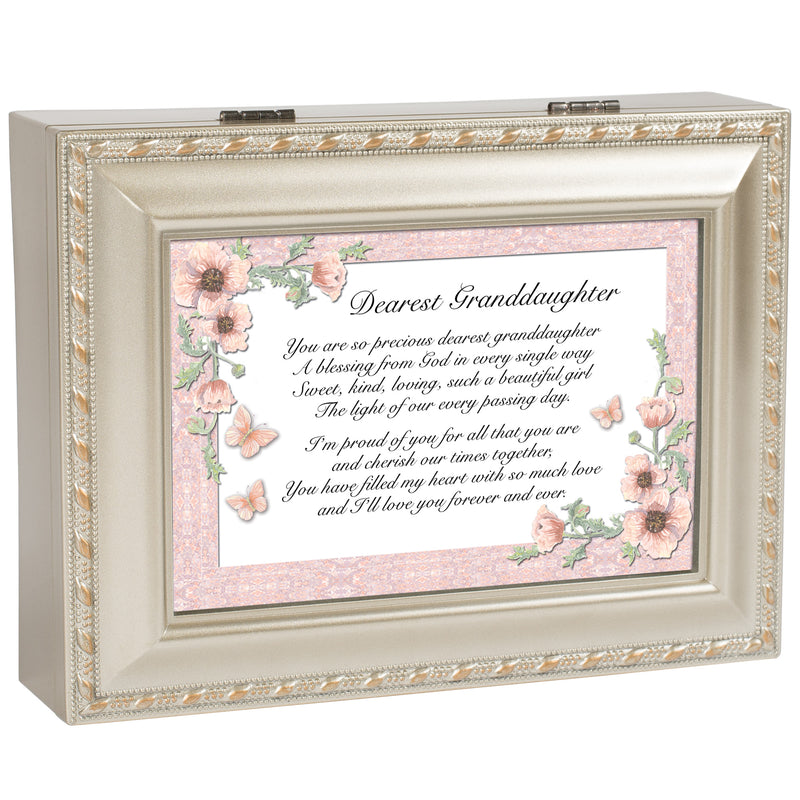 Dearest Granddaughter Champagne Silver Traditional Music Box Plays Light Up My Life
