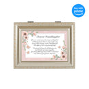 Top down view of Dearest Granddaughter Champagne Silver Rope Trim Music Box