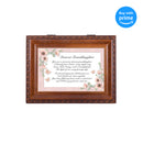 Top down view of Dearest Granddaughter Woodgrain Rope Trim Music Box