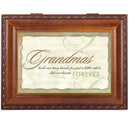 Grandmas Hold Hands Little While Woodgrain Rope Trim Jewelry Music Box Plays Wonderful World