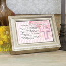 Baptismal Prayer Girl Pink Champagne Silver Finish Jewelry Music Box Plays Jesus Loves Me