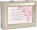 Baptismal Prayer Girl Pink Champagne Silver Finish Jewelry Music Box Plays Jesus Loves Me