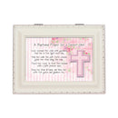 Baptismal Prayer Lead Her Ivory Rope Trim Jewelry Music Box Plays Jesus Loves Me