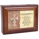 Cottage Garden Confirmation Life Filled with Peace Woodgrain Rope Trim Jewelry Music Box Plays Friend in Jesus