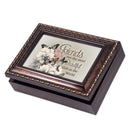 Home décor keepsake and trinket box made with hidden musical mechanism inside