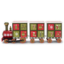 Mark Feldstein & Associates Train Countdown Rosy Red 16 x 6 Wood and Metal Holiday Decor Advent Calendar