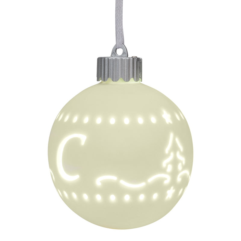 Mark Feldstein & Associates C LED Monogram White Bisque 4 x 4 Porcelain Ceramic Decorative Hanging Ornament