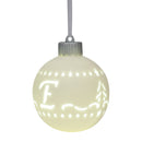 E LED Monogram White Bisque 4 x 4 Porcelain Ceramic Decorative Hanging Ornament