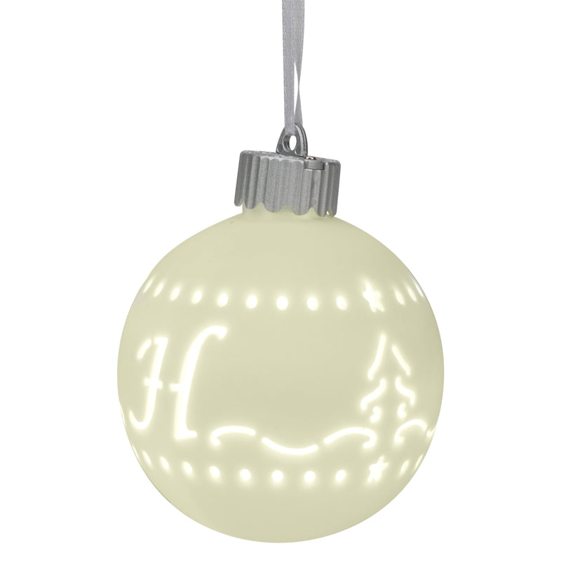 Mark Feldstein & Associates H LED Monogram White Bisque 4 x 4 Porcelain Ceramic Decorative Hanging Ornament