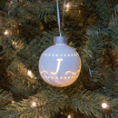 J LED Monogram White Bisque 4 x 4 Porcelain Ceramic Decorative Hanging Ornament