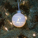 Mark Feldstein & Associates L LED Monogram White Bisque 4 x 4 Porcelain Ceramic Decorative Hanging Ornament