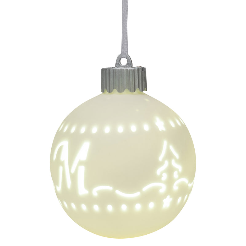 M LED Monogram White Bisque 4 x 4 Porcelain Ceramic Decorative Hanging Ornament
