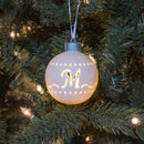 M LED Monogram White Bisque 4 x 4 Porcelain Ceramic Decorative Hanging Ornament