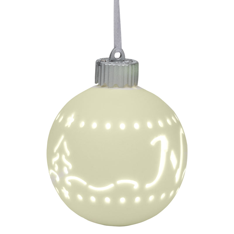 Mark Feldstein & Associates N LED Monogram White Bisque 4 x 4 Porcelain Ceramic Decorative Hanging Ornament