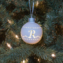 R LED Monogram White Bisque 4 x 4 Porcelain Ceramic Decorative Hanging Ornament