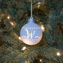 Mark Feldstein & Associates W LED Monogram White Bisque 4 x 4 Porcelain Ceramic Decorative Hanging Ornament