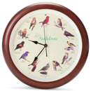Mark Feldstein Audubon Singing Bird Wall Clock, Cherry Finish Wood Frame 13 Inch