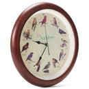 Mark Feldstein Audubon Singing Bird Wall Clock, Cherry Finish Wood Frame 13 Inch