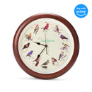Mark Feldstein Audubon Singing Bird Wall Clock, Cherry Finish Wood Frame 13 Inch