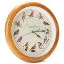 Mark Feldstein Audubon Singing Bird Wall Clock, Oak Wood Frame 13 Inch