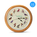 Mark Feldstein Audubon Singing Bird Wall Clock, Oak Wood Frame 13 Inch