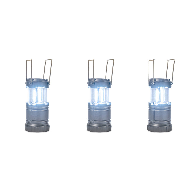 Mark Feldstein & Associates Securebrite Cob Pop Up Mini Platinum Tone 5 inch Metal Camping Lanterns Set of 3