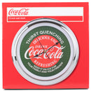 Coca Cola Diner Thirst Quenching Chrome Tone 13 inch Glass Holiday Clock