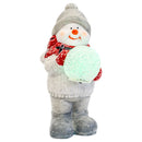 Mark Feldstein & Associates Moose & Snowman Holding Snowballs LED Light Up Terra Cotta 2 Piece Set