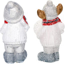 Mark Feldstein & Associates Moose & Snowman Holding Snowballs LED Light Up Terra Cotta 2 Piece Set