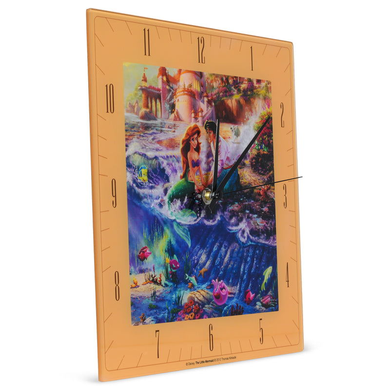 Mark Feldstein & Associates Little Mermaid Disney Kinkade Ocean Blue 11 inch Glass Square Wall Clock