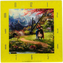 Mark Feldstein & Associates Mulan Blossoms of Love Disney Kinkade Yellow 11 inch Glass Square Wall Clock