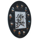 Mark Feldstein & Associates Coffee Time Beverages Midnight Black 12 inch Smooth Glass Round Wall Clock