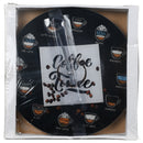 Mark Feldstein & Associates Coffee Time Beverages Midnight Black 12 inch Smooth Glass Round Wall Clock