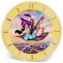 Mark Feldstein & Associates Aladdin and Jasmine Disney Kinkade Pale Yellow 12 inch Glass Round Wall Clock
