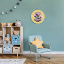 Mark Feldstein & Associates Aladdin and Jasmine Disney Kinkade Pale Yellow 12 inch Glass Round Wall Clock