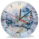 Mark Feldstein & Associates Night Before Thomas Kinkade Winter White 12 inch Glass Holiday Round Wall Clock