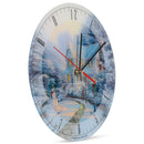Mark Feldstein & Associates Night Before Thomas Kinkade Winter White 12 inch Glass Holiday Round Wall Clock