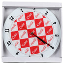 Mark Feldstein & Associates Coca Cola Diamond Pattern Red and White 12 inch Glass Round Wall Clock