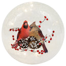 Mark Feldstein & Associates Cardinal Pair on Berry Branch LED Light Up 7 Inch Crackle Glass Globe Decoration