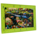 Mark Feldstein & Associates Alice in Wonderland Disney Kinkade Floral Green 16 x 10 Glass Rectangular Wall Clock