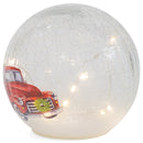 Mark Feldstein & Associates Truck with Tree Rosy Red 6 x 6 Crackle Glass LED Lighted Holiday Globe