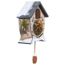 Mark Feldstein & Associates Wild Wings December Dawn Cardinal Rosy Red 17 x 9 Acrylic Holiday Cuckoo Clock